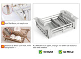 Expandable Dish Drainer Drying Rack, Aluminum and Medium - Miusco