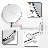 7X Magnifying Bathroom Wall Mirror,Round Extendable Vanity Mirror - Miusco